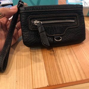 Nine West black leather wristlet